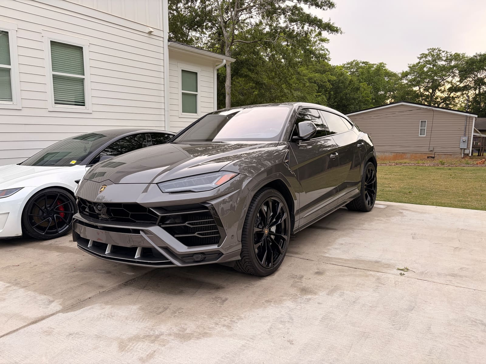 Grey Lamborghini Urus after a full exterior detail